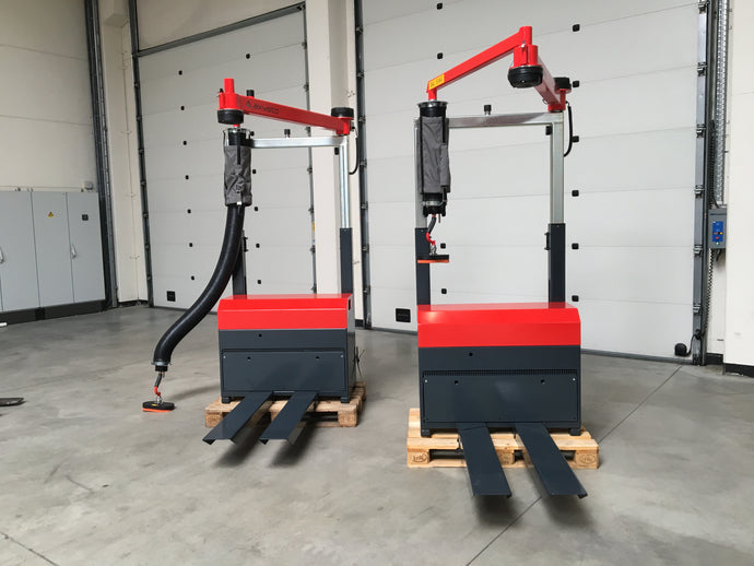 AXYSTO | Allift - Oplossing voor mobiele material handling - Compatibel met alle heftruck of stackers | Orderpicker voor heftruck | Vacuum tube lifter /-of met Kettingtakel tot 100kg - dozen - panelen - zakken - pallet | standard grijper /-of customized
